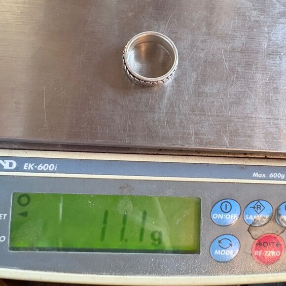 VTG Sterling Silver 925 Interlocking Rope Design Spinner Band Ring Size 12.5 - Picture 8 of 8